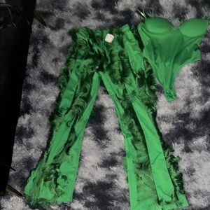 Fashion Nova Green Bodysuit Set